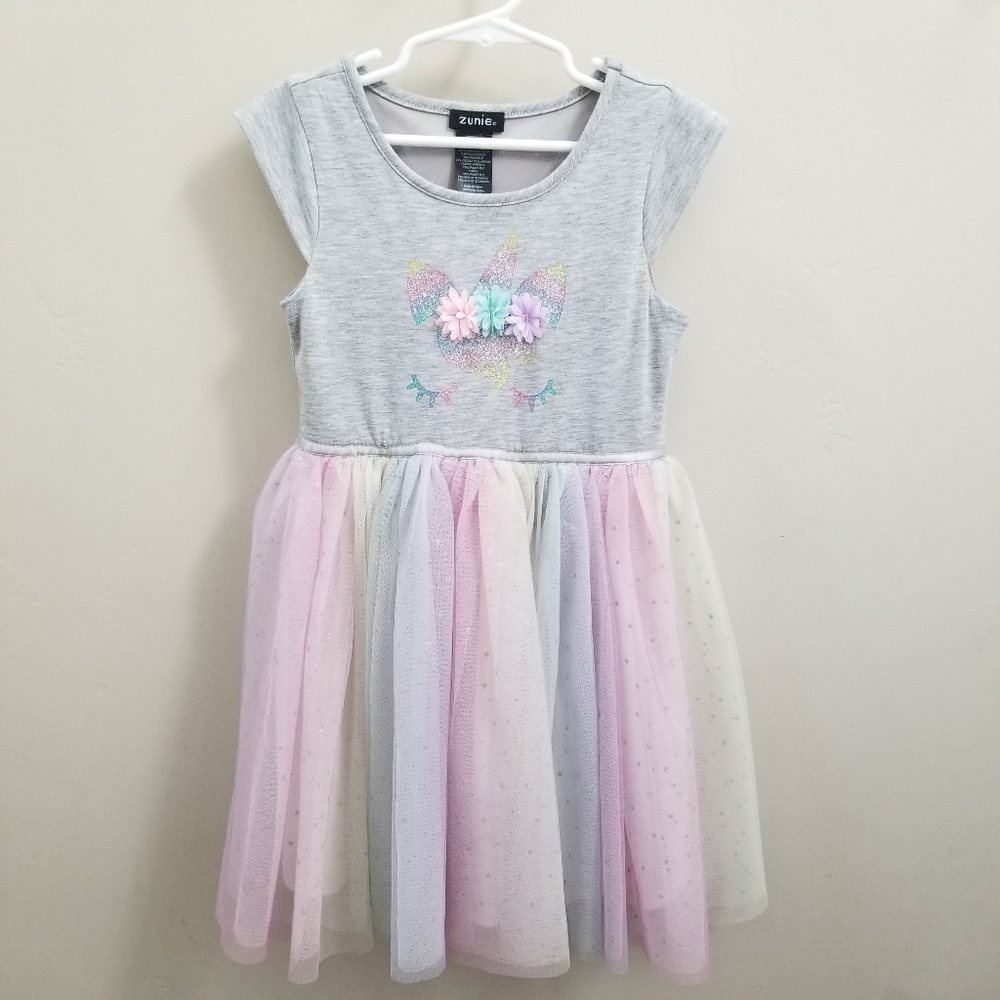 unicorn dress, girls size 6, zunie brand